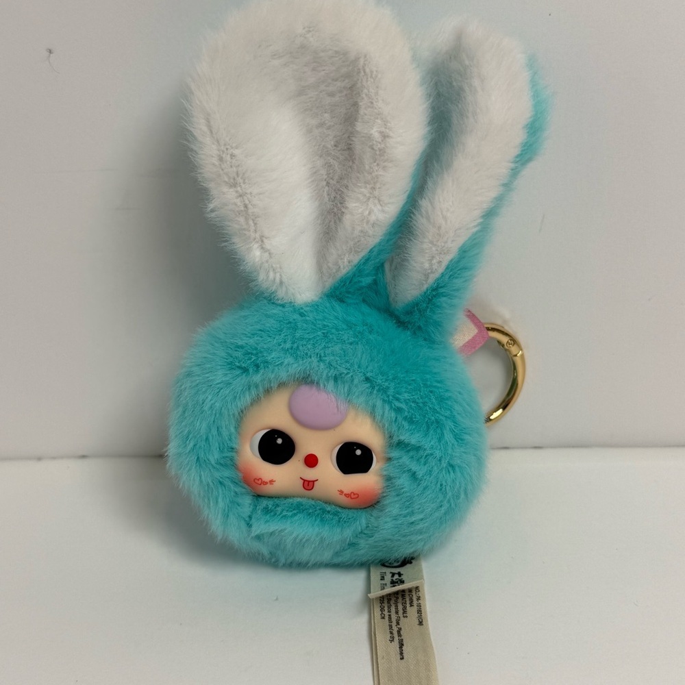 Baby Three Petit Macaron Cute Bunny Head Lunar Jelly Blue Keychain Bag Charm